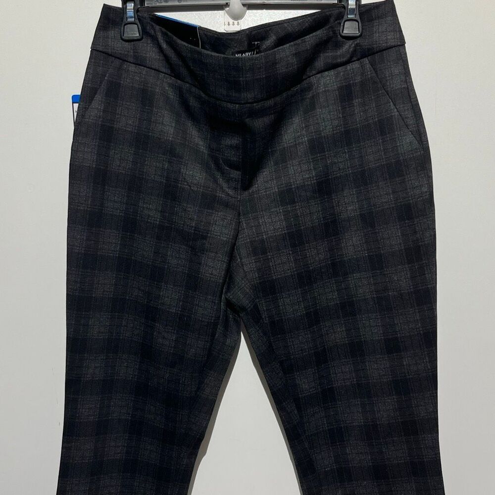 Hilary Radley Women's Charcoal Combo Plaid Slim‎ Leg Pull-On Trouser Pants NWT